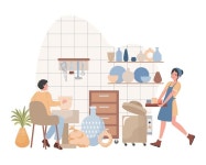 도자기 공방 인테리어 | 프리미엄 벡터