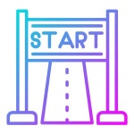 레이스 터 시작 아이콘은 오토 레이싱 아이콘 세트에 사용할 수 있습니다. | 프리미엄 벡터