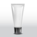 Realistic white bottle cosmetics isolated on gradient background vector | Premium Vector