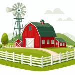 헛간 풍경 농장 | 프리미엄 벡터