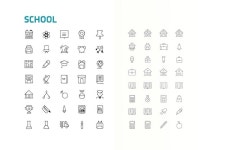 Set of school and education line icons school supplies isolated on white background vector design elements business signs logos... 