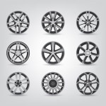 Set of car rims | Premium Vector