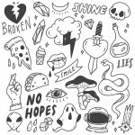 Set of cute graffiti doodle | Premium Vector