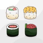 Premium Vector | Coloring book Tobiko sushi with seaweed salad
