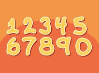 Set of numbers with retro 80s90s design style elements isolated on dotted background with confetti | Premium Vector