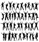 즐기거나 점프하는 사람들의 실루 세트 터 일러스트레이션 | 프리미엄 벡터