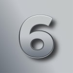 실버 번호 6 블루 스타일 3d 렌더링 | 무료 PSD 파일
