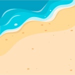 푸른 파도와 진정 바다 해변의 최고 볼 수 있습니다. 바다의 해안, 모래와 바다. | 프리미엄 벡터
