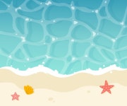 여름 바다 비용 상위 뷰 푸른 물과 모래. | 프리미엄 벡터