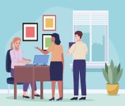 일하는 세 사람 | 프리미엄 벡터