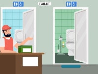 공중 화장실에서의 사회적 거리 | 무료 벡터