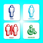 화장실 아이콘은 남성, 여성 및 장애인을 위한 터 디자인을 설정합니다. | 프리미엄 벡터