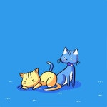고양이 두 마리 | 프리미엄 벡터