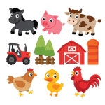 귀여운 농장 만화 동물 | 프리미엄 벡터