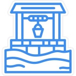 터 디자인 사막 물 우물 아이콘 스타일 | 프리미엄 벡터
