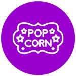 터 디자인 팝콘 라벨 아이콘 스타일 | 프리미엄 벡터