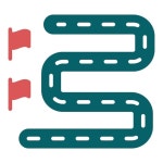 터 디자인 경주 경로 아이콘 스타일 | 프리미엄 벡터