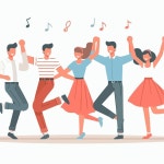 행복하게 춤추는 사람들의 터 이미지 | 프리미엄 AI 생성 벡터