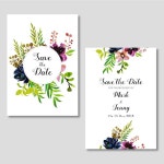 수채화 꽃 결혼식 초대 카드 | 프리미엄 벡터