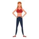 Professional young woman standing rear view position portrait | Premium AI-generated vector