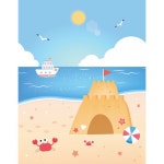 여름배경현수막(모래성)-553 ( 140 x 180 ) | 갓피플몰