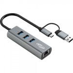 넷메이트 NM-UBA308 2 in 1 USB3.0 3포트 허브 랜카드 :: 컴퓨터 전문 쇼핑몰 가이드컴