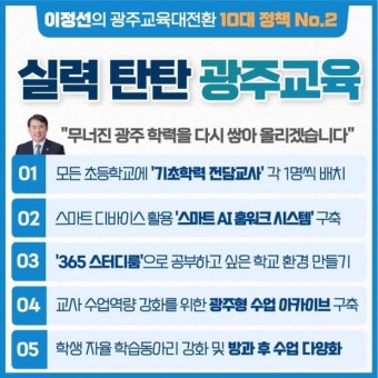 이정선 광주교육감 후보 실력 광주 5개 정책 제시 | 한경닷컴 이정선 광주교육감 후보, '실력 광주' 5개 정책 제시