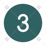 Circled 3 C icon in Softteal Style