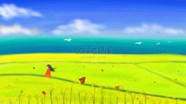 손으로 만든 봄 유채 바다 일러스트 무료 다운로드 - Lovepik 손으로 만든 봄 유채 바다