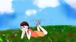 잔디와 푸른 하늘의 맛 일러스트 무료 다운로드 - Lovepik 잔디와 푸른 하늘의 맛