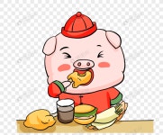  돼지 다리 새해 닭 먹고