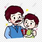  손으로 그린 만화 아버지와 아들