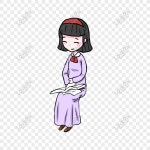  만화 여학생 학습 그림