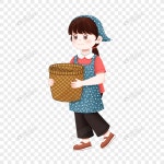 바구니를 들고 농장 소녀 PNG 일러스트 무료 다운로드 - Lovepik 바구니를 들고 농장 소녀