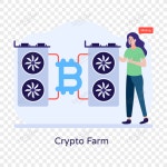  암호 화 농장 의 현대 평면 삽화