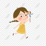 풍차와 소녀 PNG 일러스트 및 벡터 이미지 | 무료 다운로드 - Lovepik