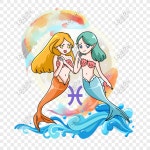  별자리 만화 그림 물고기