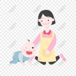  만화 아기 그림을 등반 학습