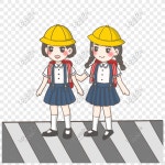  교통 안전 초등학교 건너 도로 Png