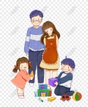  평화로운 가족 관계 테마 만화 그림
