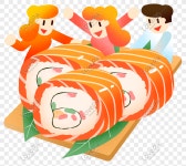  새해 연회 연어 초밥 그림