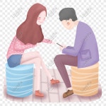  손으로 그린 커플의 일상 생활