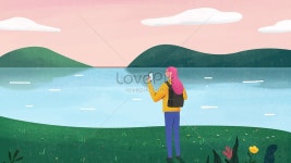 야외에서 호수로 여행하는 소녀 일러스트 무료 다운로드 - Lovepik 야외에서 호수로 여행하는 소녀