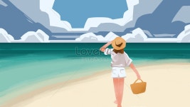 2019 한 사람의 해변 여행 일러스트 무료 다운로드 - Lovepik 2019 한 사람의 해변 여행