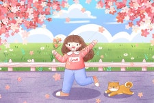 봄 손으로 그려진 된 벚꽃 소녀 강아지 그림 일러스트 무료 다운로드 - Lovepik 봄 손으로 그려진 된 벚꽃 소녀 강아지 그림
