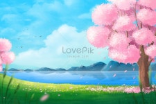 봄꽃 피는 봄 푸른 하늘과 흰구름 아름다운 꽃바다 일러스트 무료 다운로드 - Lovepik 봄꽃 피는 봄 푸른 하늘과 흰구름 아름다운 꽃바다