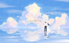 아름다운 치유의 구름 바다 발렌타인 데이 커플 삽화 일러스트 무료 다운로드 - Lovepik 아름다운 치유의 구름 바다 발렌타인 데이 커플 삽화