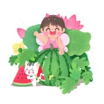 24개의 절기, Lixia 및 하지, 수박을 먹는 어린 소녀와 새끼 고양이... 24개의 절기, Lixia 및 하지, 수박을 먹는 어린 소녀와 새끼 고양이