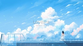 아름다운 치유 여름 하늘 소녀 일러스트 무료 다운로드 - Lovepik 아름다운 치유 여름 하늘 소녀