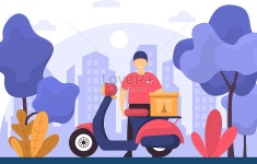 배터리 차를 타고 음식을 배달하는 남자 일러스트 무료 다운로드 - Lovepik 배터리 차를 타고 음식을 배달하는 남자